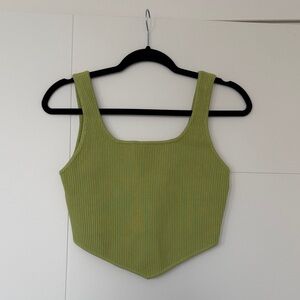 Green Ribbed Women's Top